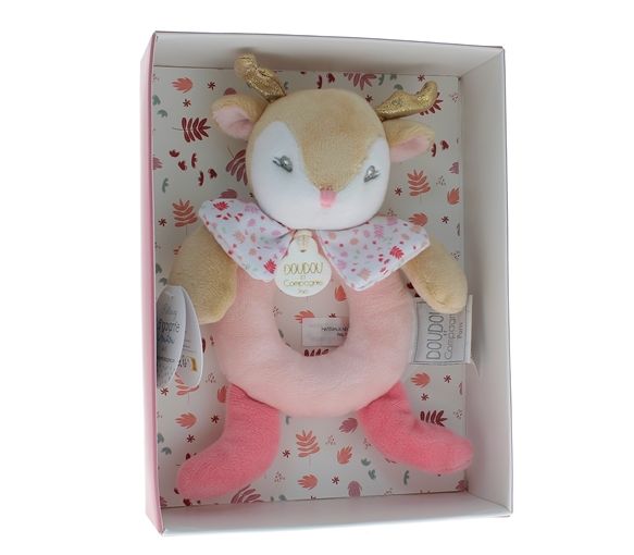 Mini doudou renne hochet Doudou et compagnie - boîte avec doudou de 20 cm - image 1