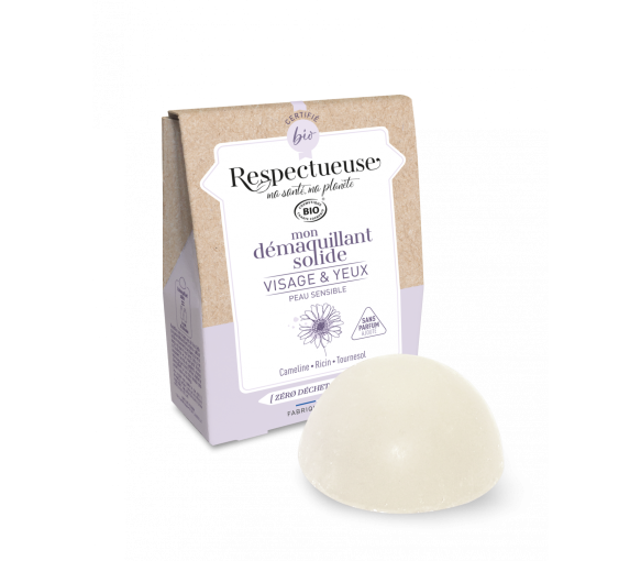 Mon démaquillant solide visage et yeux bio Respectueuse - pain de 25g