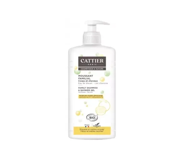 Moussant familial au Lactoserum bio parfum pamplemousse Cattier - flacon-pompe 1 L