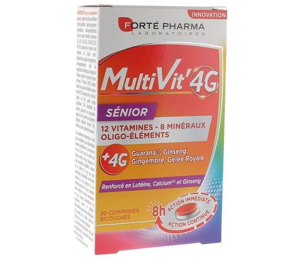 MultiVit' 4G Sénior Forté Pharma - boîte de 30 comprimés bicouches