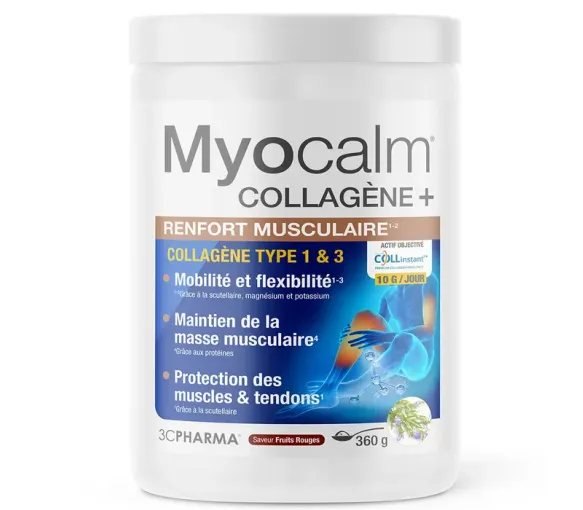 Myocalm collagène + saveur fruits rouges 3C Pharma - pot de 360g