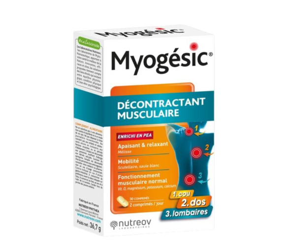 Myogésic décontractant musculaire Nutreov - boîte de 30 comprimés