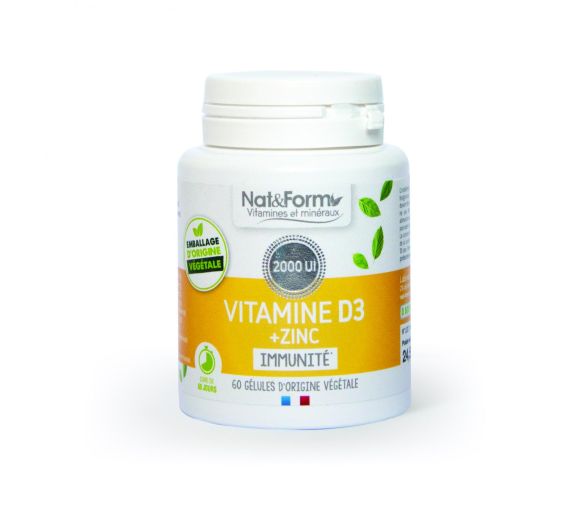 Vitamine D3 + Zinc Nat&Form - boîte de 60 gélules - image 1