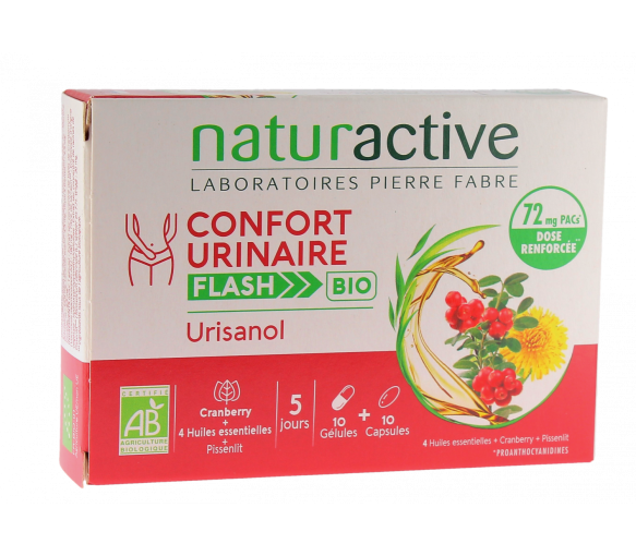 Urisanol Confort urinaire flash bio Naturactive - boîte de 10 gélules et 10 capsules - image 1