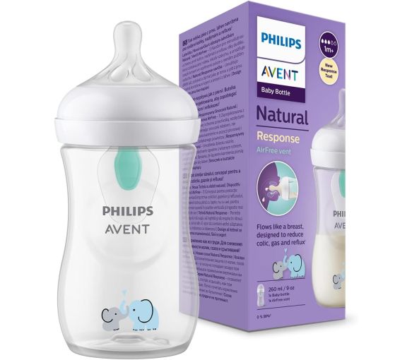 Natural Response Biberon AirFree vent +1 mois Philips - biberon de 260ml - image 1