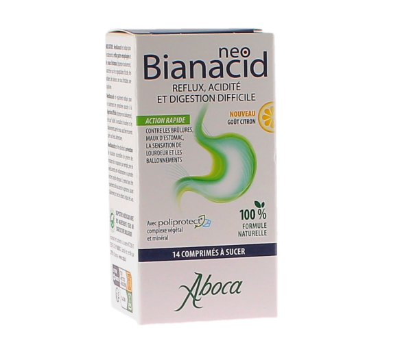 NeoBianacid acidité et reflux goût citron Aboca - boite de 14 comprimés à sucer - image 1