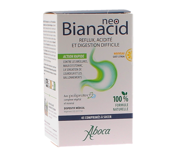 NeoBianacid acidité et reflux goût citron Aboca - boite de 45 comprimés à sucer - image 1
