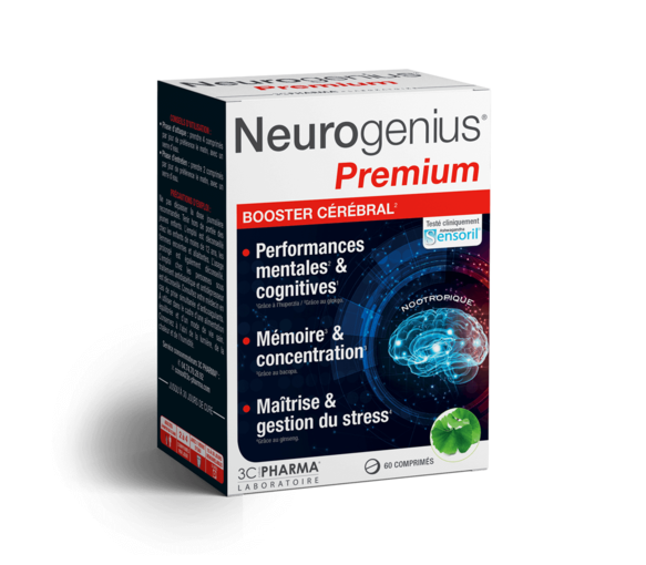 Neurogenius Premium booster cérébral 3C Pharma - boîte de 60 comprimés