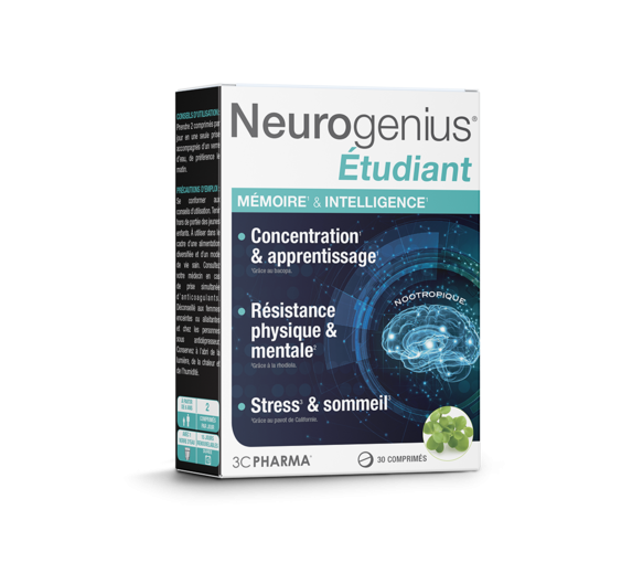 Neurogenius Étudiant mémoire et intelligence 3C Pharma - boîte de 30 comprimés