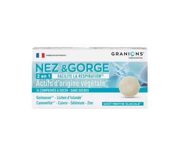 Nez-gorge 2en1 Granions - boîte de 24 comprimés à sucer