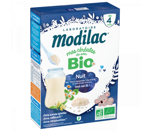 Mes céréales du soir bio dès 4 mois Nuit calme Modilac - boite de 250 g
