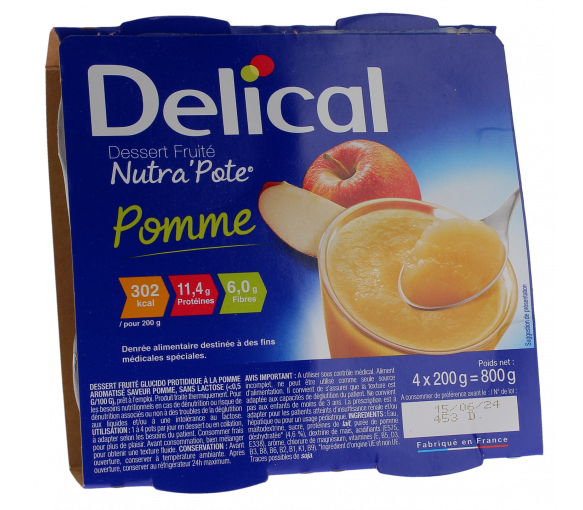 Nutra'pote Dessert aux fruits pomme Delical - lot de 4 pots de 200g - image 1
