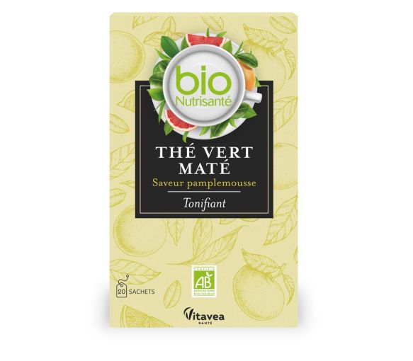 Nutrisanté Thé vert maté pamplemousse bio Vitavea - boîte de 20 sachets