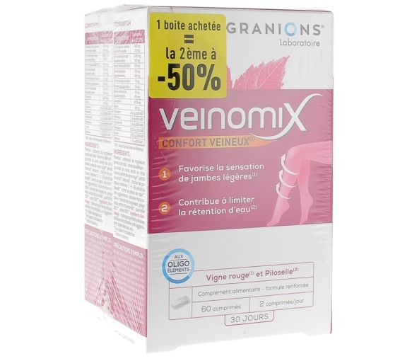Offre Granions veinomix - lot de 2 boîtes de 60 comprimés