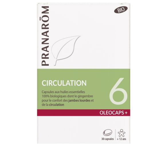 Oléocaps+ 6 Circulation bio Pranarôm - boîte de 30 capsules