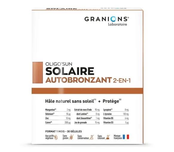 Oligo'sun solaire autobronzant 2-en-1 Granions - boite de 30 gélules - image 1