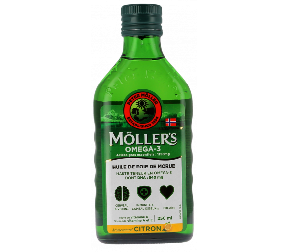 Oméga-3 huile de foie de morue arome naturel citron Möller's - flacon de 250ml - image 1