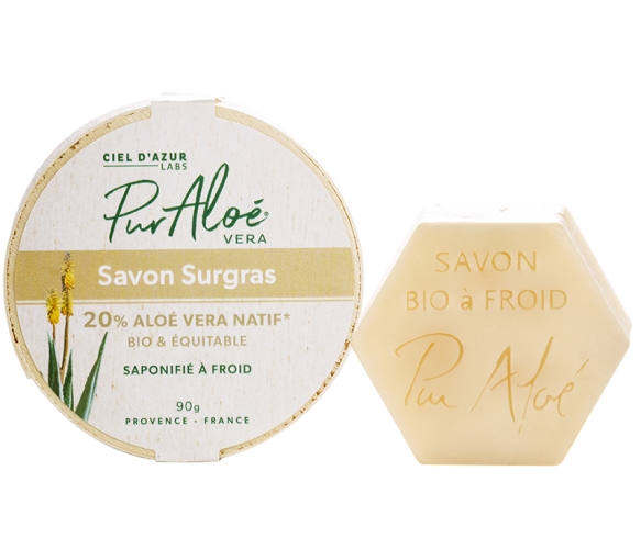 Savon Aloe vera 20% surgras Bio Pur Aloé - pain de 90 g - image 1