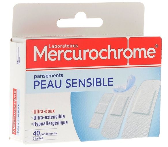 Pansements peau sensible Mercurochrome - Boite de 40 pansements