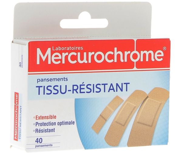 Pansements tissu-résistant Mercurochrome - Boite de 40 pansements