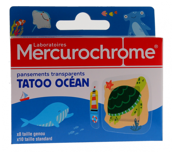 Pansements transparents effet tatoo océan Mercurochrome - boite de 18 pansements - image 1