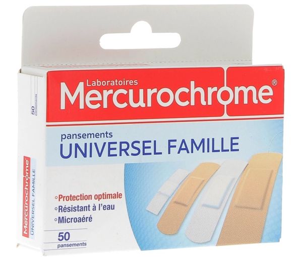 Pansements universel famille Mercurochrome - boite de 50 pansements
