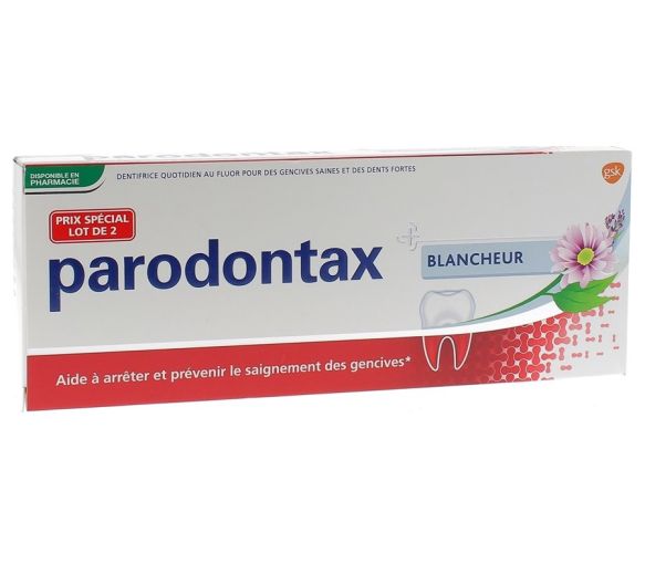 Parodontax blancheur dentifrice fluor saignement occasionnels gencives - 2 tubes de 75 ml