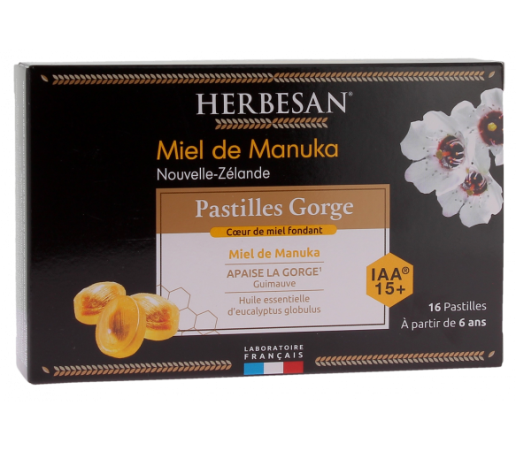 Pastilles gorge miel de manuka Herbesan - boite de 16 pastilles - image 1