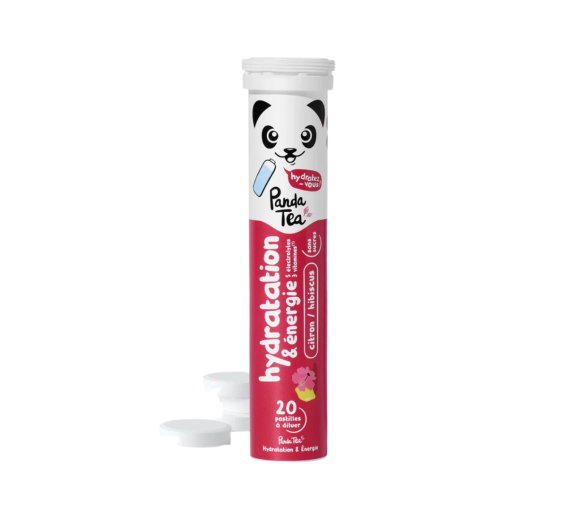 Pastilles hydratation et énergie goût hibiscus citron Panda Tea - 20 pastilles effervescentes - image 1