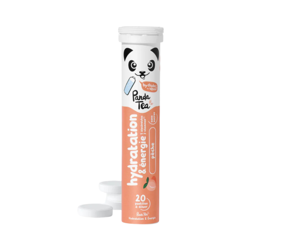 Pastilles hydratation et énergie goût pêche Panda Tea - 20 pastilles effervescentes - image 1