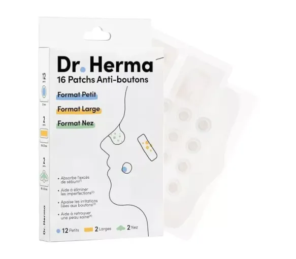 Patch anti-boutons format petit large et nez Dr Herma - boite de 16 patches