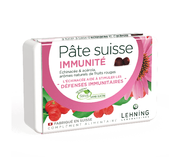 Pâte suisse Echinacea & acerola Lehning - boîte de 40 pastilles