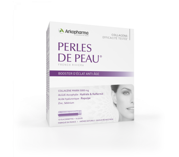 Perles de peau Booster d'éclat anti-âge Arkopharma - boîte de 10 flaconnettes - image 1