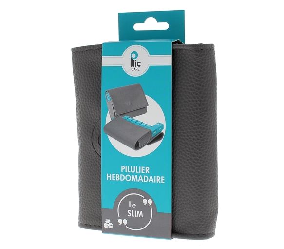 Pilulier hebdomadaire Slim simili cuir Plic Care - un pilulier