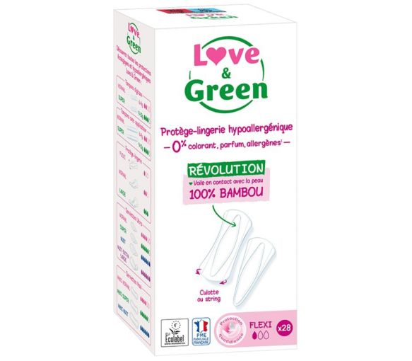 Protège-lingerie hypoallergénique Flexi Love & Green - 28 protège-slips