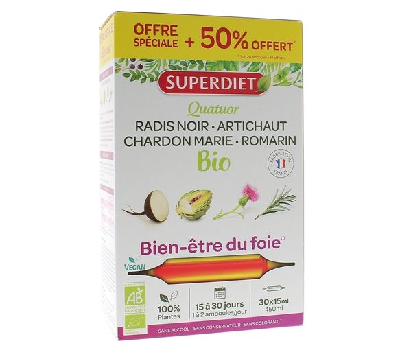 Bien-être du Foie Super Diet - boîte de 20 ampoules + 10 offertes