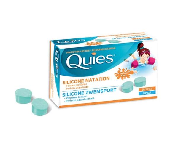Protection auditive enfant silicone natation Quies - boîte de 3 paires