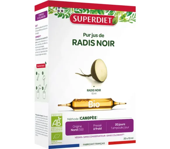 Radis noir Bio Super Diet - 20 ampoules de 10 ml