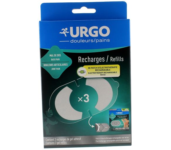 Recharges de gel adhésif patch d'électrothérapie Urgo - 3 recharges - image 1