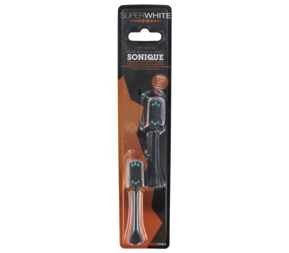 Recharges pour brosse à dents sonique souple noir Superwhite - lot de 2 recharges