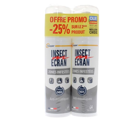 Spray répulsif anti-moustiques zones infestées Insect écran - lot de 2 sprays de 100 ml - image 1