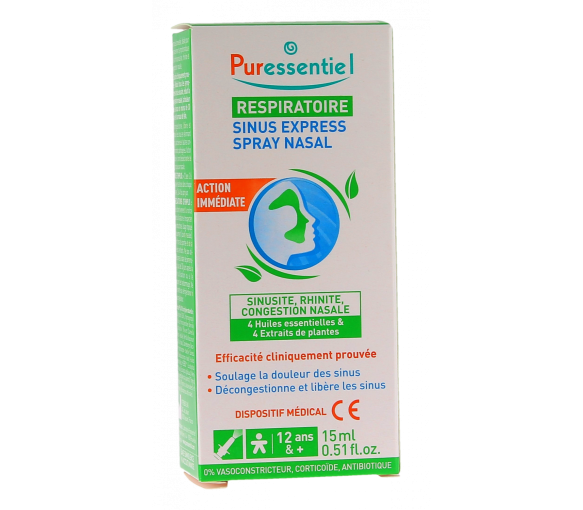 Respiratoire spray nasal sinus express Puressentiel - spray de 15ml