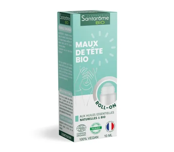Roll-on aux huiles essentielles maux de tête bio Santarome - roll-on de 10ml - image 1