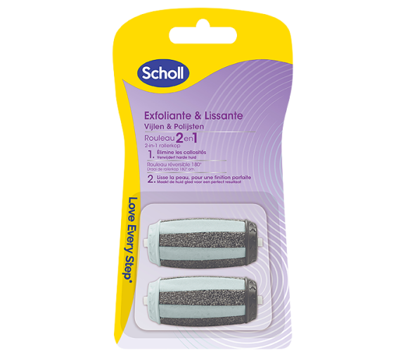 Velvet Smooth Rouleaux de remplacement exfoliants et lissants Scholl - 2 rouleaux de remplacement