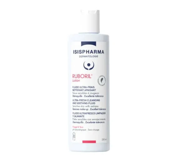 Ruboril lotion fluide ultra-frais nettoyant apaisant Isispharma - flacon de 250ml