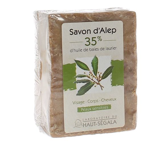 Savon d'Alep 35% baies de laurier Haut-Ségala - pain de 200g