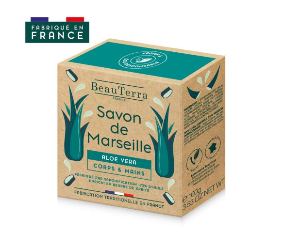 Savon de marseille aloe vera Beauterra - pain de 100g