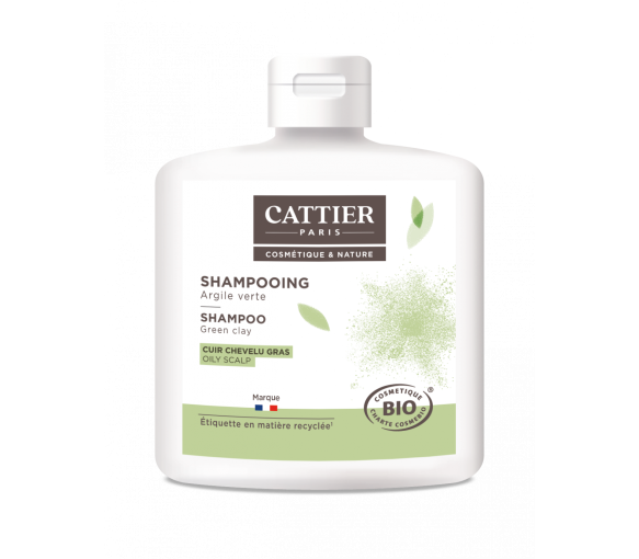 Shampoing Argile Verte Bio (cuir chevelu gras) Cattier - flacon 250 ml