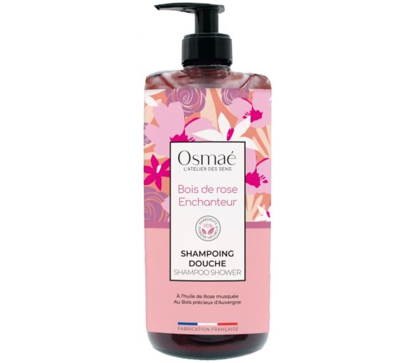 Shampoing douche Bois de rose enchanteur Osmaé - flacon-pompe de 1L