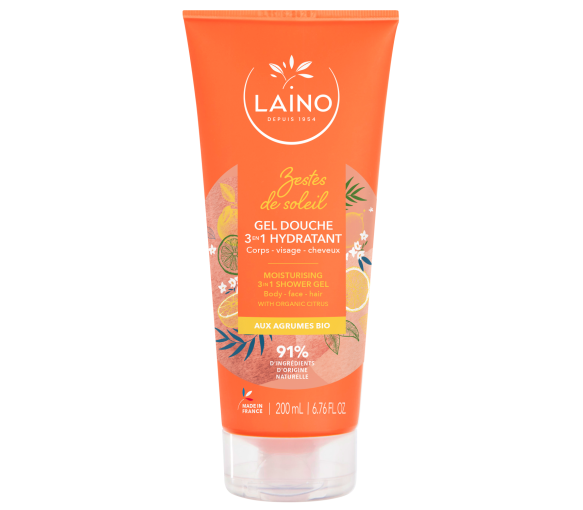 Zestes de soleil Gel douche 3en1 hydratant aux agrumes Laino - tube de 200 ml - image 1